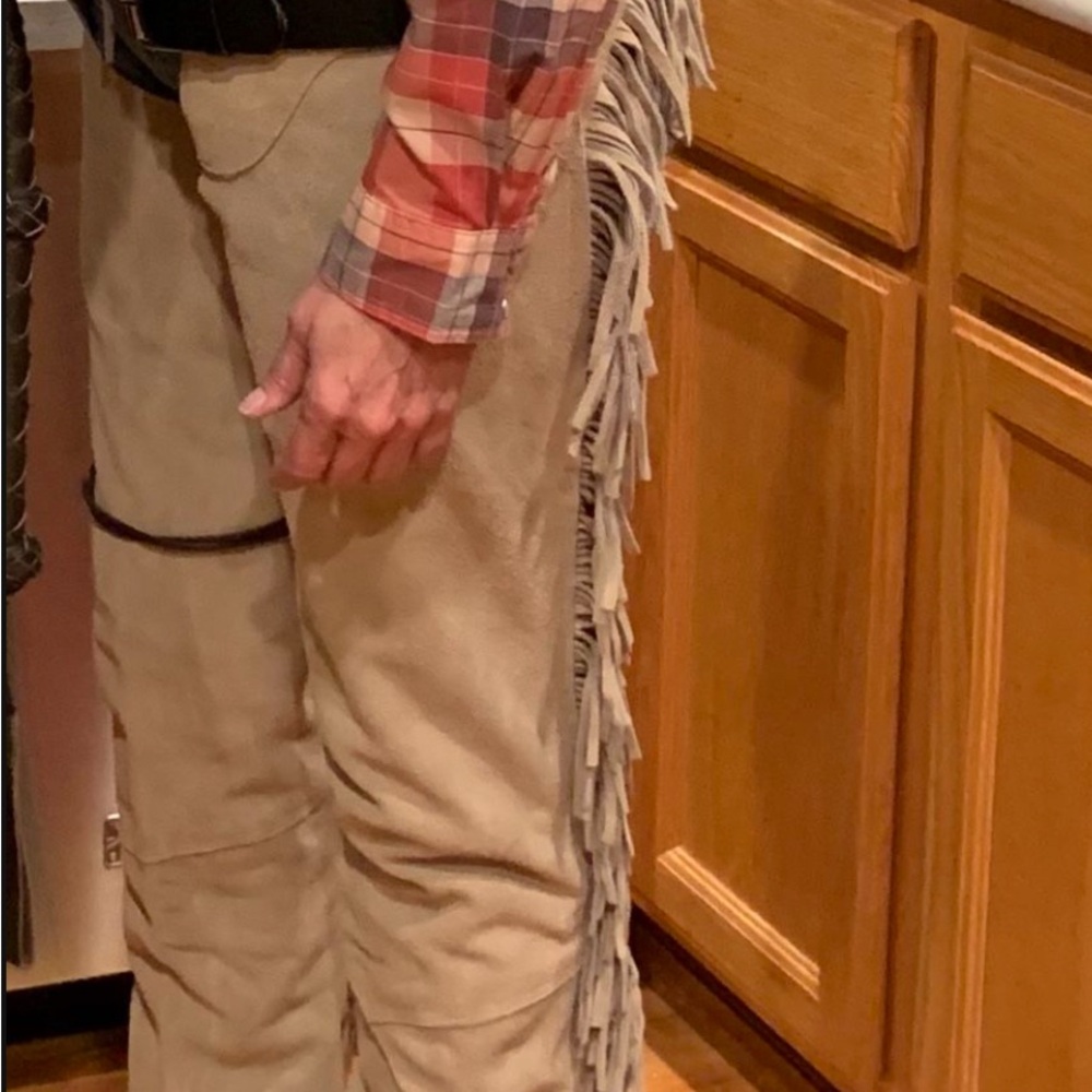 Fringe Detail Tan Pants